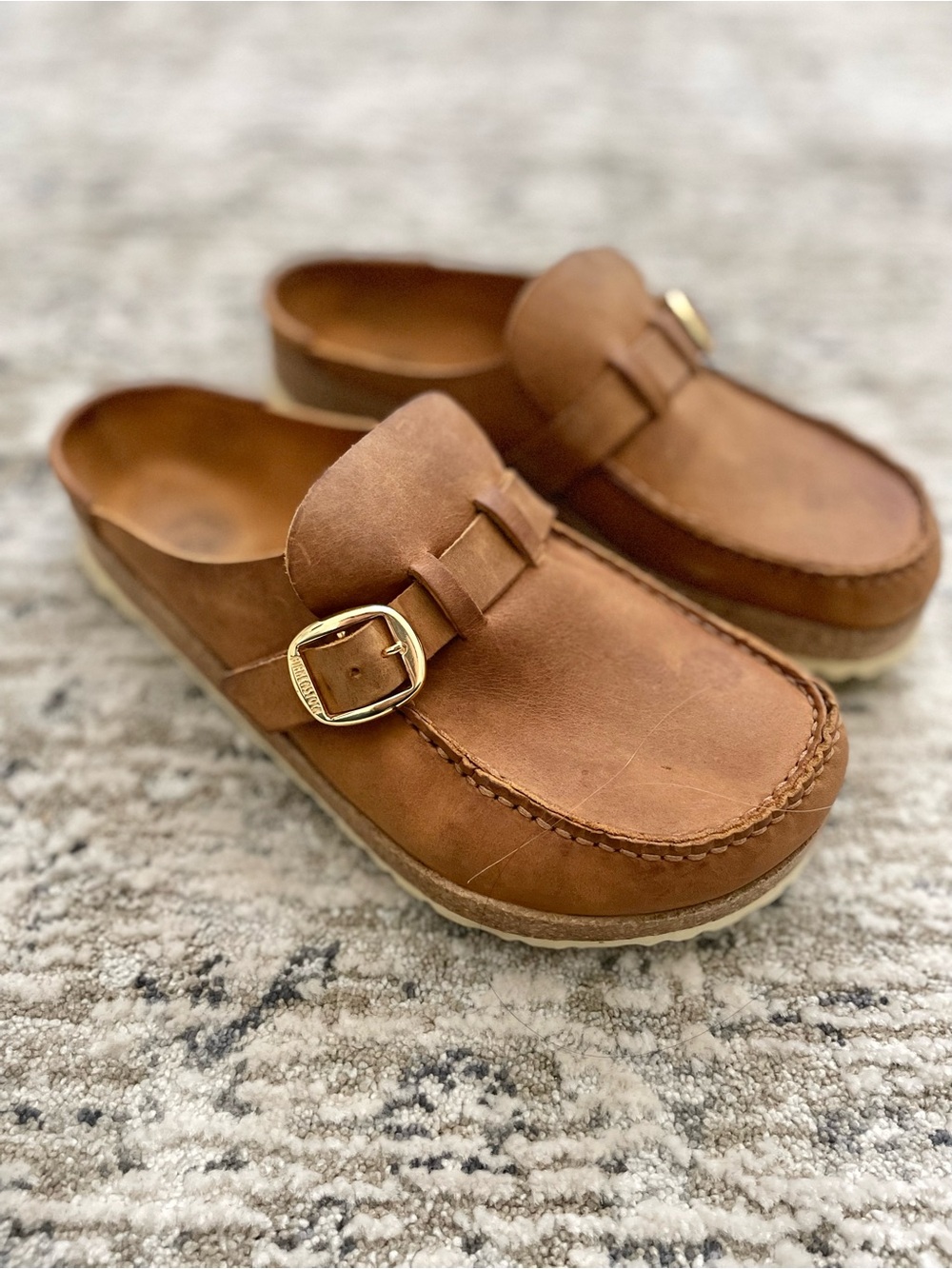 Birkenstock Buckley Mule Oiled Leather Cognac Brown Size 9 (40) Regular Width